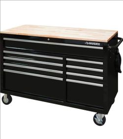 Husky 52 in. x 24.5 in. D 9-Drawer Mobile Workbench in Black