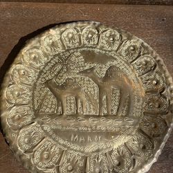 Rare antique Moroccan handmade siniya style copper/ brass plate