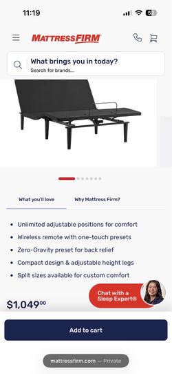 Queen sealy adjustable bed base $500