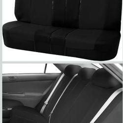 FH Group Car Seat Covers Multifunctional Flat Cloth Bench Seat Covers, Allows 40/60, 60/40, 50/50 Split - Fit Most Car, Truck, SUV, or Van (Solid Blac