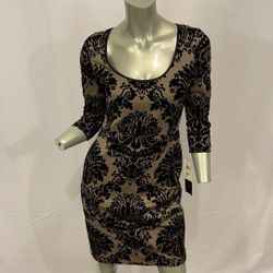 AIDAN MATTOX Cut-Out Black Velvet Floral Dress Size 2