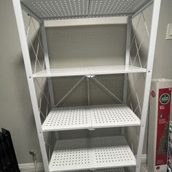White Foldable Metal Rolling  Shelf 