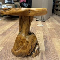 Brefhome Tree Stump Stool, Natural Live Edge Side Table for Sofa, Wood Rustic Plant Stand for Patio