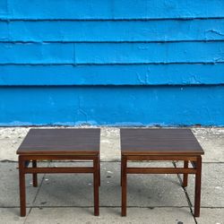 Pair of 1970’s American Walnut Square Side/Accent Tables