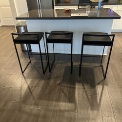 4 Black Velvet Bar Stools
