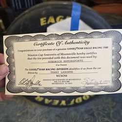 Official NASCAR tire with Certificate Of Authenticity