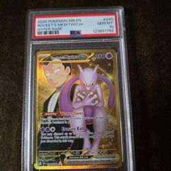 2025 Pokemon Destined Rivals 240 Team Rocket's Mewtwo Ex Hyper Rare PSA 10