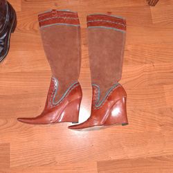 CHARLES DAVID  WOMEN'S   leather and suede boots. Western  Style.cowboy Style .