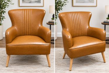 Premium Leather Wingback Accent Chair