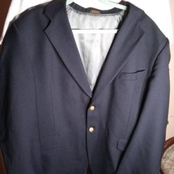 Men's Stafford Navy Blue Suit Coat Size 44R Gold Buttons