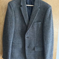 Harris Tweed - Gray Herringbone hand woven jacket - 38R
