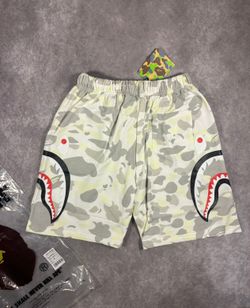 White bape shark shorts