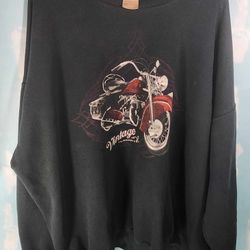 Vintage Classics  Sweatshirt Indian Motorcycle Black Crewneck 2XL (50-52)