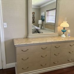 King Headboard , 2 Nightstands, Dresser N Mirror 
