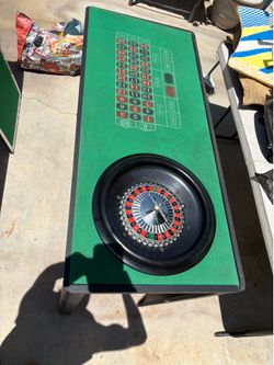 3-in-1 Casino Game Table w/ Roulette Wheel, Craps & Blackjack Felt Top