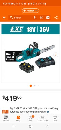 MAKITA CHAINSAW XCU03 (2 BATTERIES AND CHARGER (LIKE NEW)