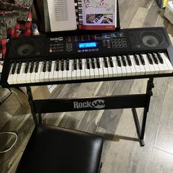 RockJam RJ761 61 Key Electronic Interactive Teaching Piano Keyboard Stand Stool