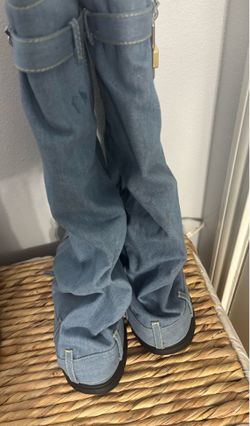 Denim boots