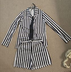 Black & White Striped Halloween Costume Suit