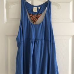 Pre-owned By Eloise brand women´s tank blue halter top with adjustable orange patterned tie back
