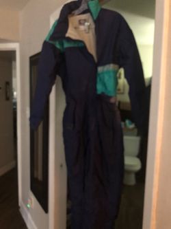 Navy and Teal One-Piece Ski Suit
