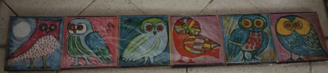 (6) Vintage Owl Matchbooks made in Japan with matches multi colored artwork