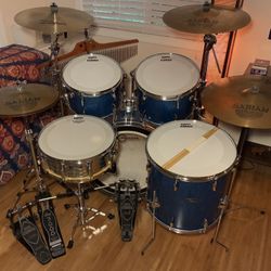 70’s Pearl Drum Set, Double Pedal, New Heads, Cymbals