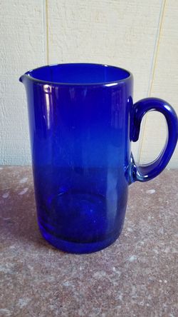 Cobalt blue glass pitcher