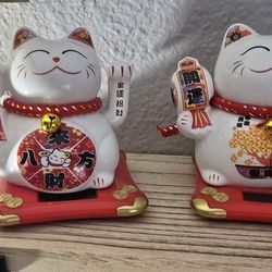 3 Solar Lucky Cat 1 Cookie Jar