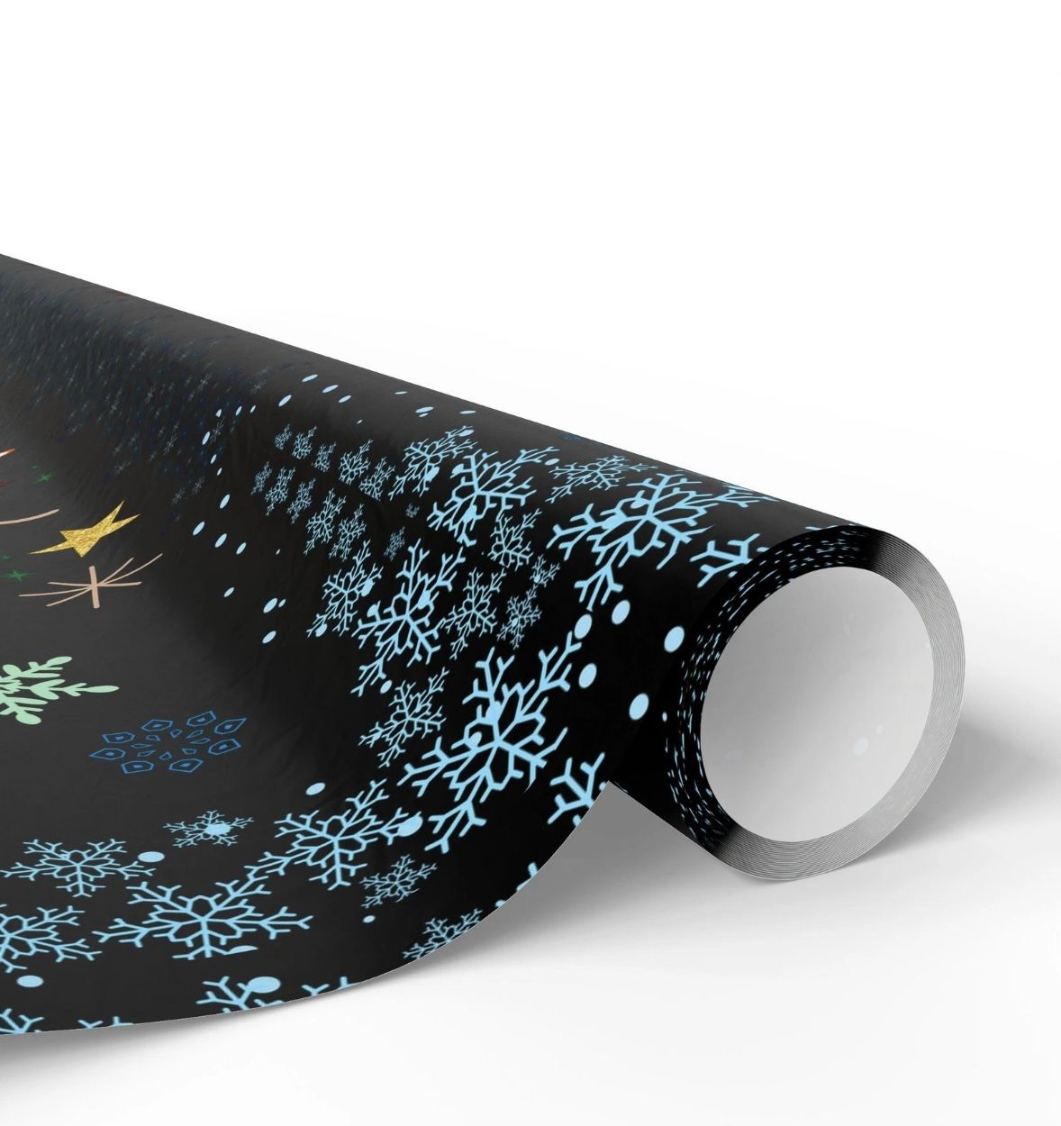 Blue Snowflake Confetti Wrapping Paper | Holiday Gift Wrap Roll