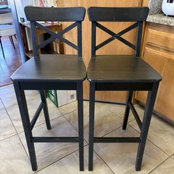 wood Bar Stools Set of 2
