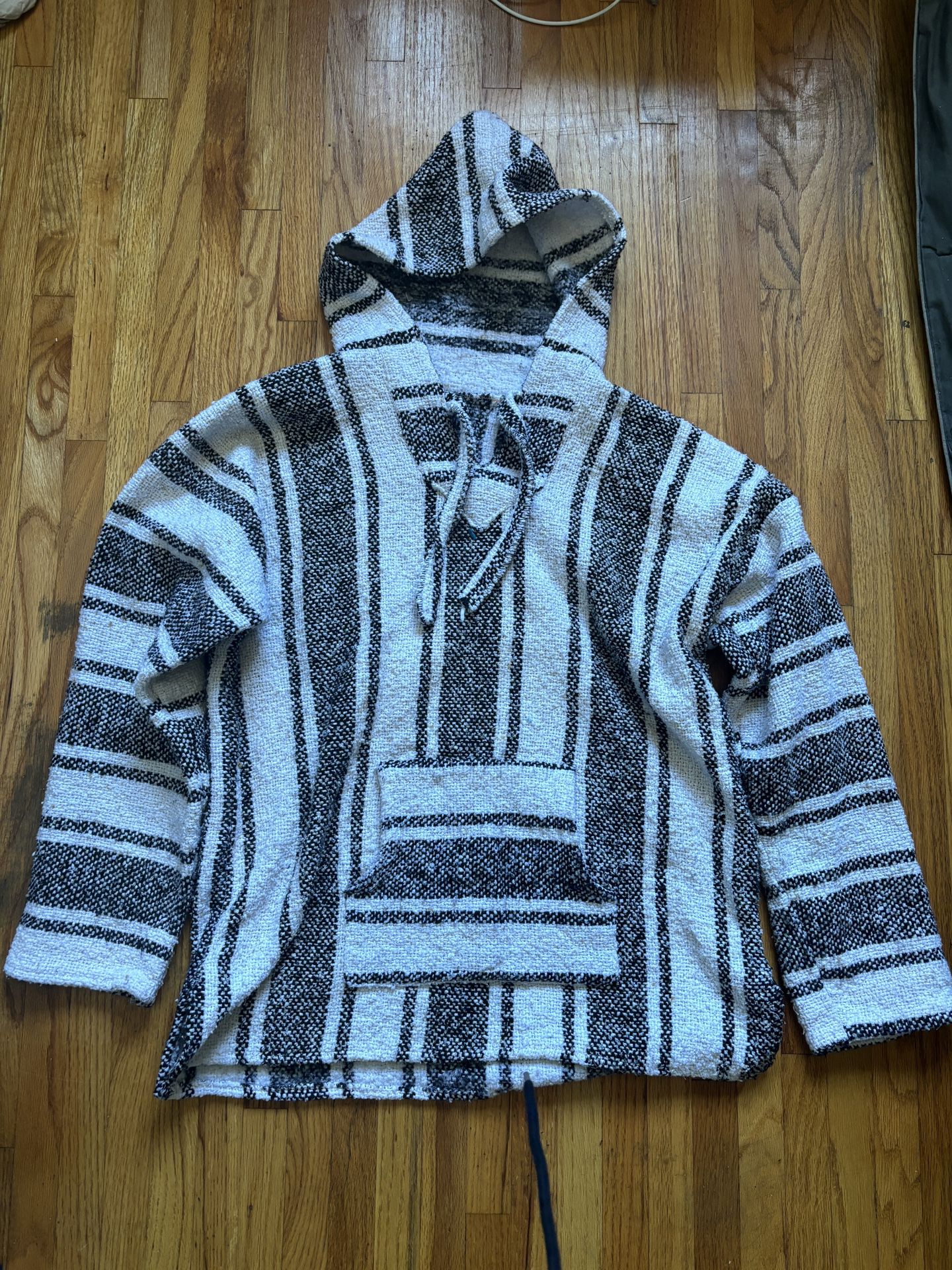S Black & White Poncho from Mexico