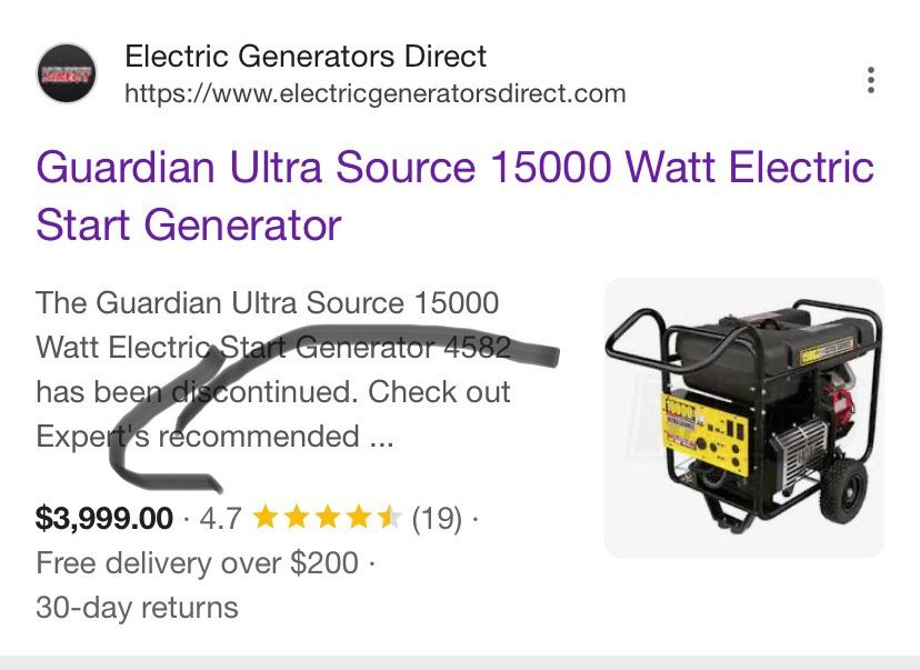 FOR SALE: GENERAC 15,000W / 22,500W GENERATOR – ELECTRIC START + 50A – PORTABLE – $1,400 OBO (MIAMI)