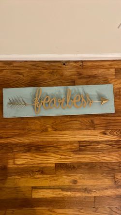 Fearless Arrow Wood Wall Sign