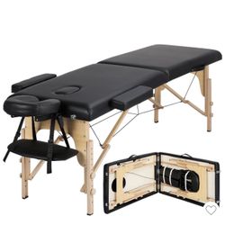 Portable and Adjustable Massage Table Bed, Spa Table with Headrest, Armrest, Hand Pallet, Face Cradle, Black