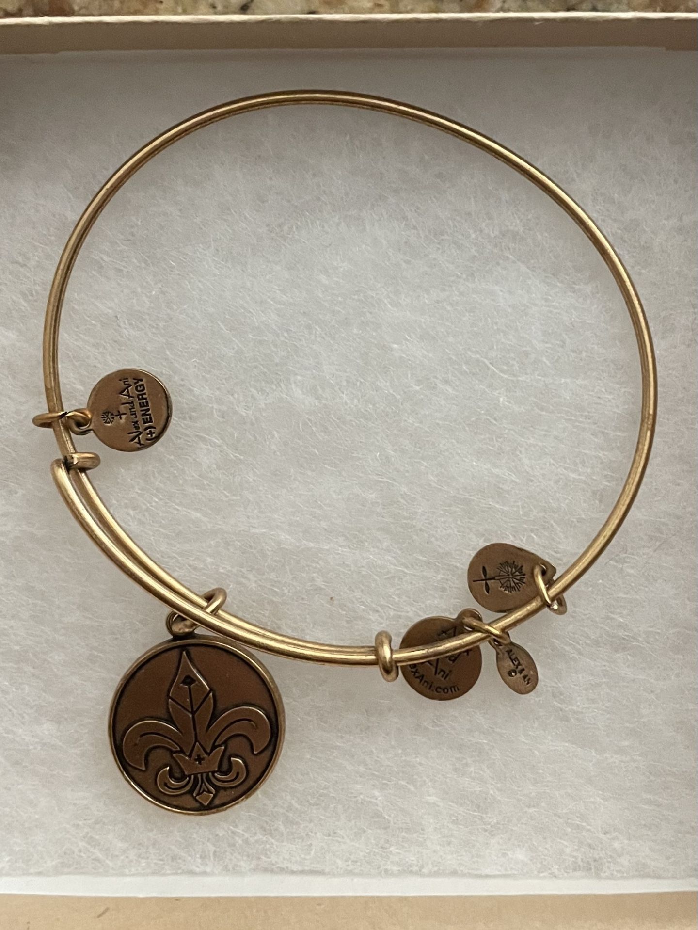 Alex & Ani Fleur-de-Lys Gold Tone Bracelet