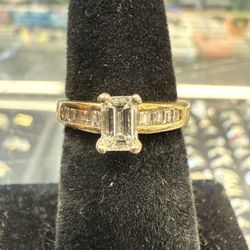 14KT Gold Ring W/ Natural Emerald Cut Diamond 30715-8