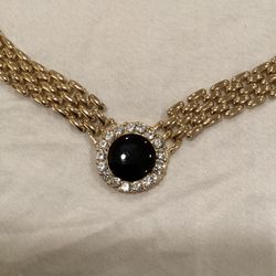 Gold & Onyx Link necklace, and earrings set