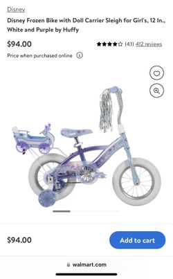 Frozen bicycle with store doll carrier