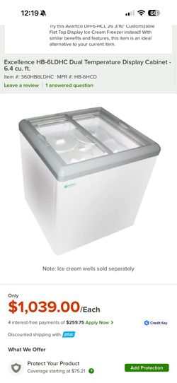 NEW! Excellence HB-6LDHC Ice Cream Freezer
