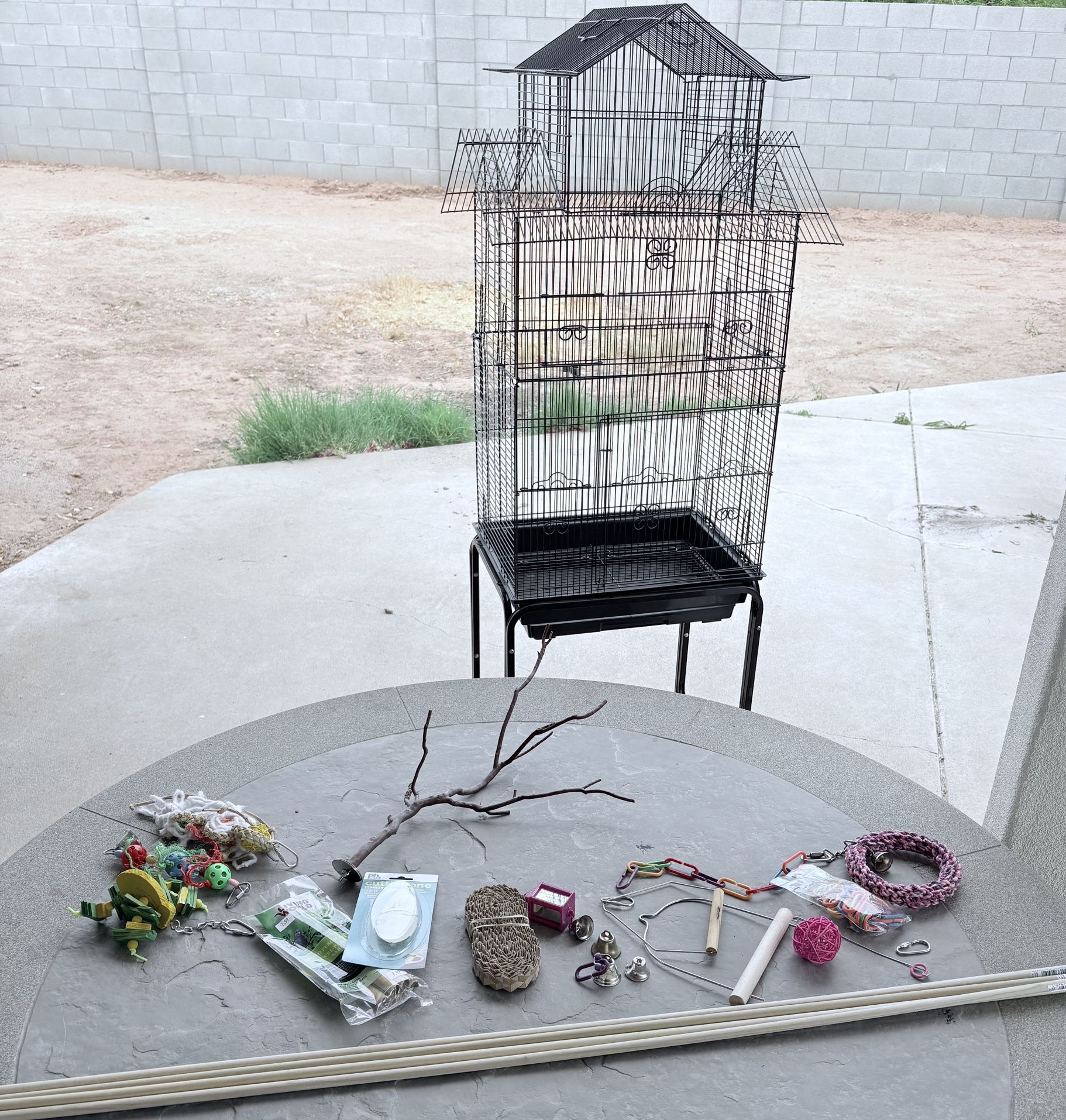 Large Standing Several-Level Small Bird Cage with Accessories