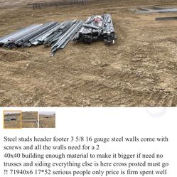 40x40 Plus Extra Walls Steel Studs 5 3/8 16 Gauge With 10 And 12 Ft Walls With All Screws U Need