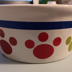 6 in. Paw Print Ceramic Dog Bowl