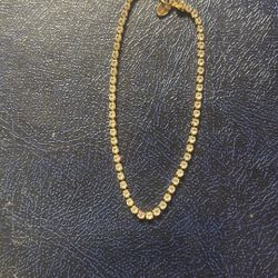 Monet Stamped Gold Tone Bracelet W/clear Stones