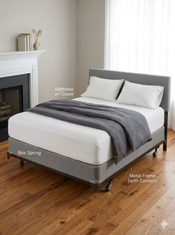 LIKE NEW Full Bed Set with Mattress, Box Spring, and Metal Frame