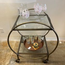 Elegant Bronze & Glass Bar Cart - Entertain in Style