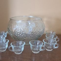 Vintage Glass Punchbowls And Cups