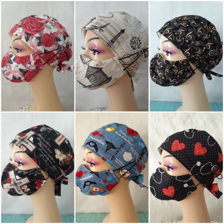 Surgical Scrub Caps Set With Sweatbands Doctors Surgical Hats Women's Scrub Hats Chemo Hats Head Wraps