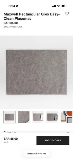 Crate & Barrel Grey Maxwell Placemats