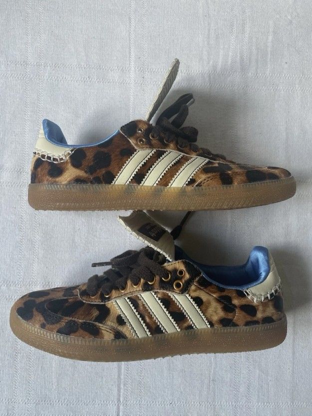 Adidas x Wales Bonner Samba Pony Hair Leopard Print Sneakers